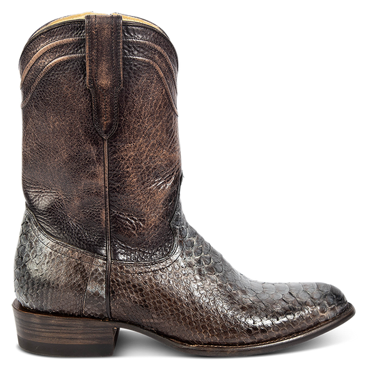 FREEBIRD men's Alamo steel python cowboy boot with leather pull straps, 100% full grain leather, triple pipe shaft stitching and genuine python leather