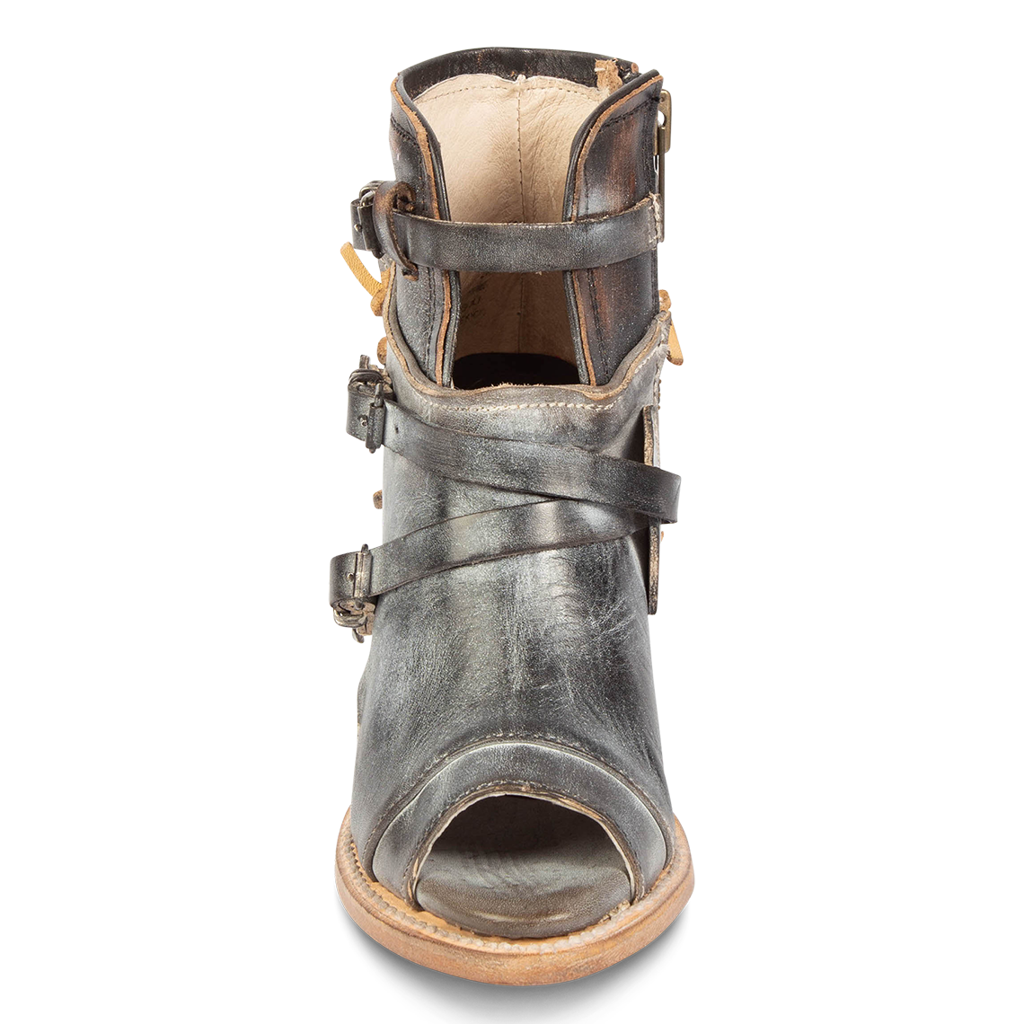 Front view showing cutout and leather ankle strap FREEBIRD women's Carterr ice multi sandal