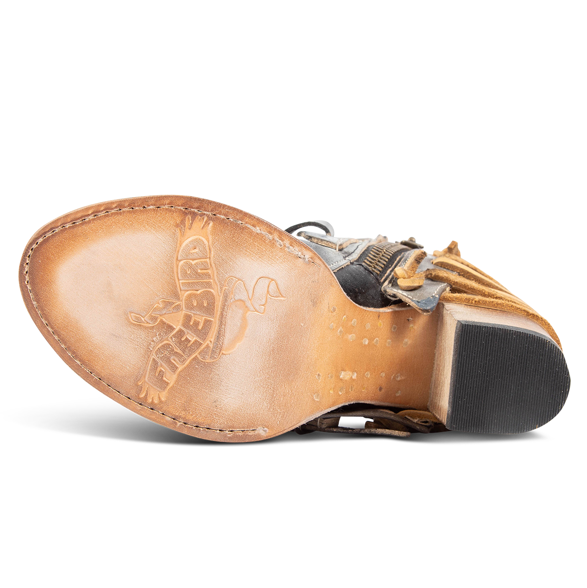 Leather sole imprinted with FREEBIRD on women's Carterr ice multi sandal