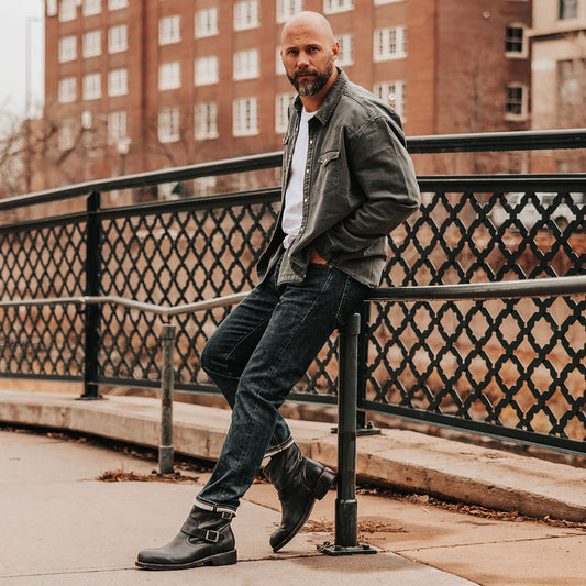 FREEBIRD men's Charles black leather boot with full grain leather, dual leather straps and a rounded toe