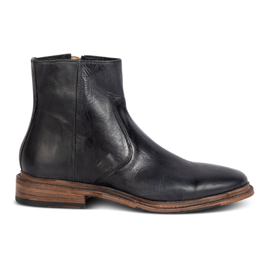 FREEBIRD men's Douglas navy leather ankle boot with an almond toe, inside zip and low heel