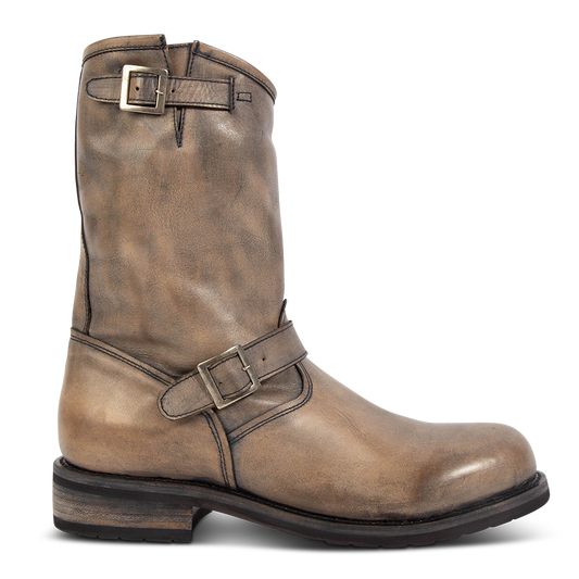 FREEBIRD men's Easton black low heel tall boot with buckles