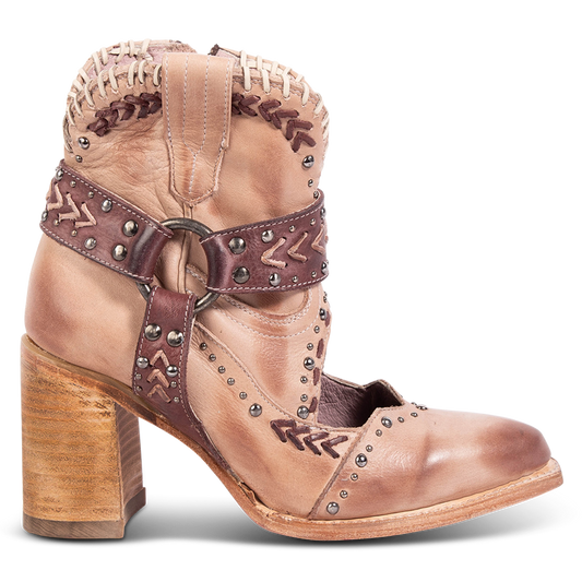FREEBIRD women's Jetson blush western heeled bootie with vintage-inspired detailing and instep cutout