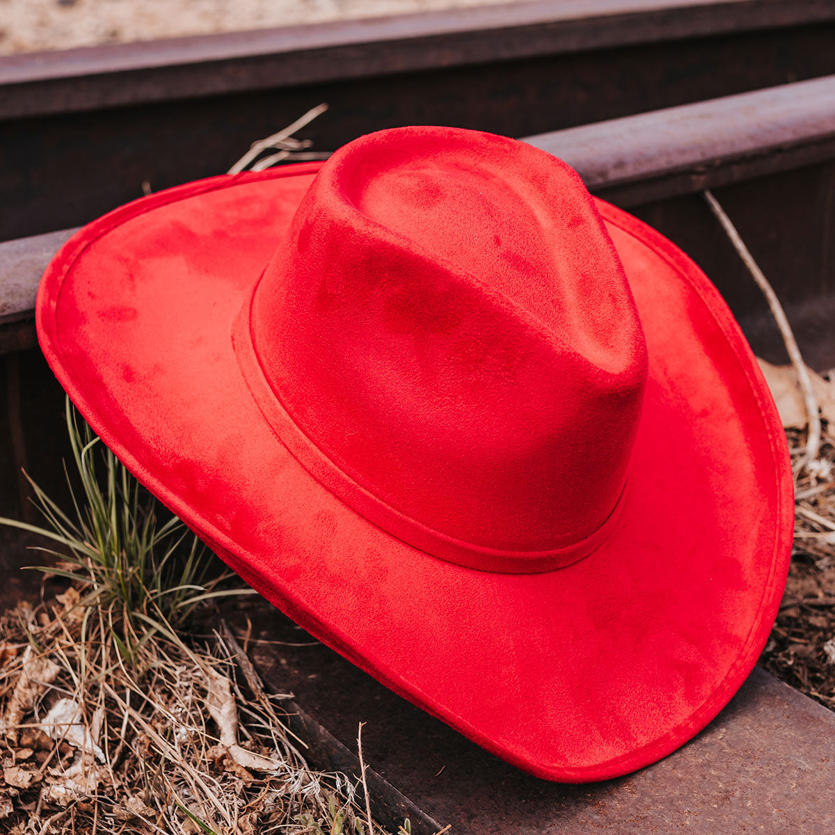 FREEBIRD Jones red western cowboy hat featuring teardrop crown, upturned-brim, and tonal band