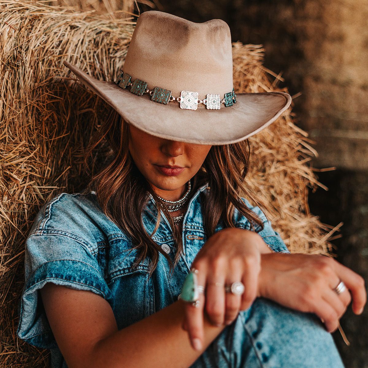 FREEBIRD Lasso beige faux suede hat with a tear-drop crown and upturned brim lifestyle