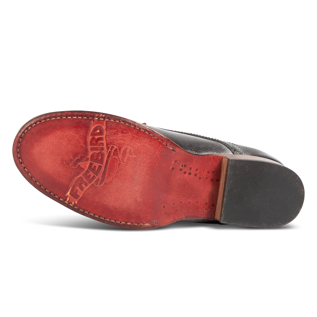 Leather sole imprinted with FREEBIRD