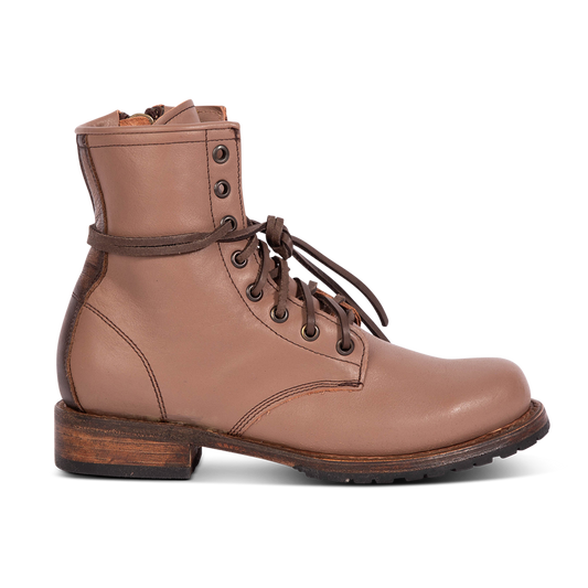 Freebird women's MANCHESTER clay multi leather combat bootie with an inside brass zipper, low heel & tread sole