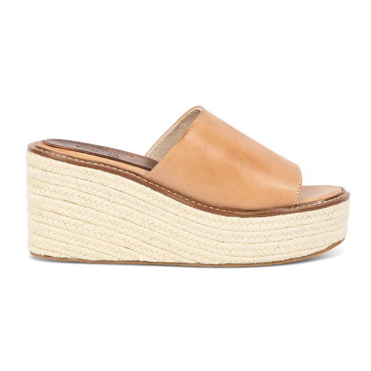 FREEBIRD women's Miami leather camel espadrille wedge