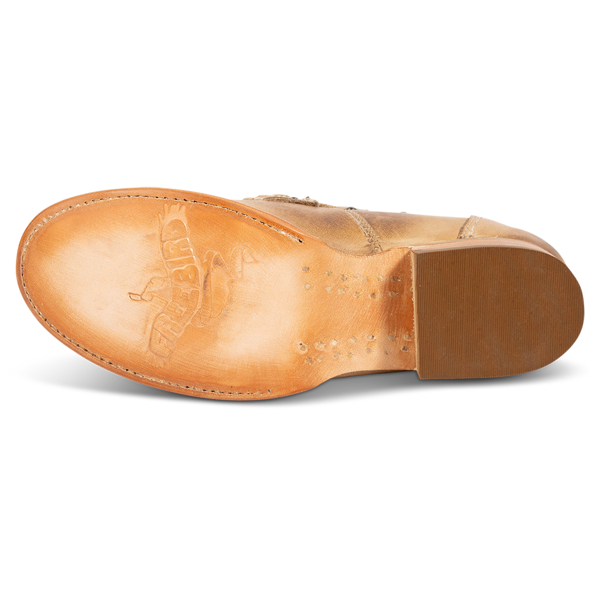 Leather sole imprinted with FREEBIRD on women's Myla beige leather loafer