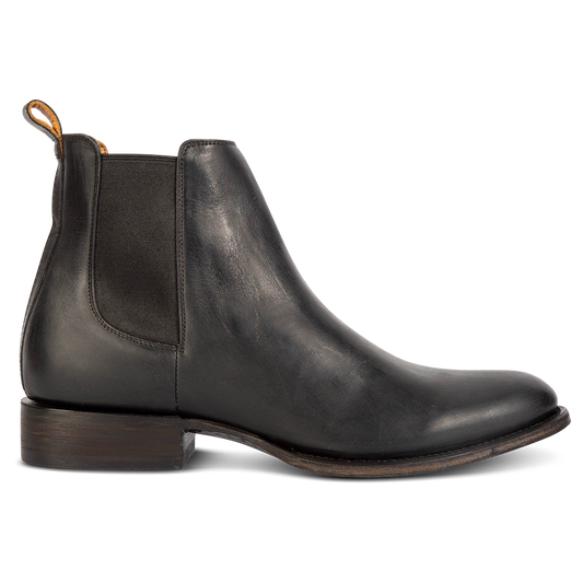 FREEBIRD men's Palmer black leather almond toe back leather pull strap ankle boot