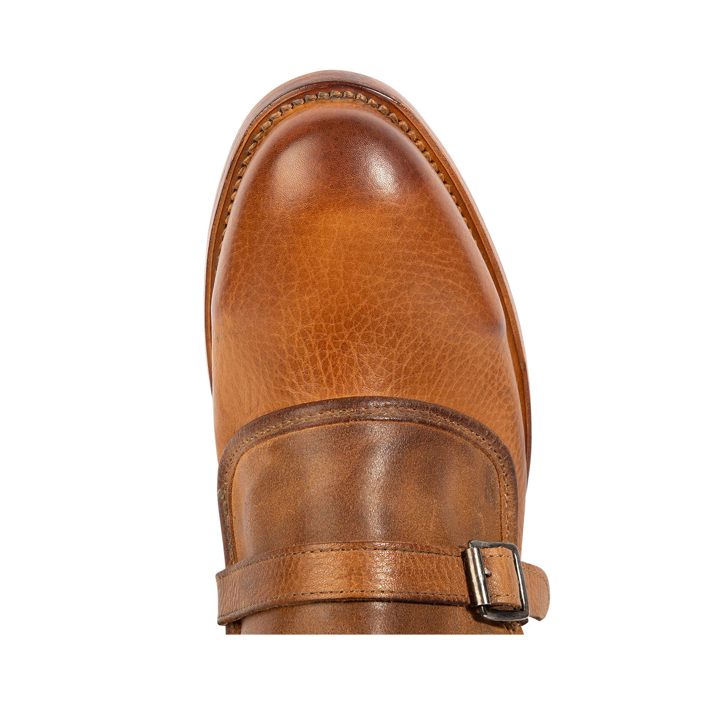 Top view showing round toe with leather/suede upper on FREEBIRD men's Pantera tan boot