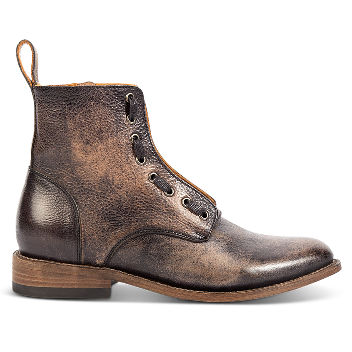 FREEBIRD men's Porter black leather boot featuring double zip closures, adjustable front lacing and an almond toe