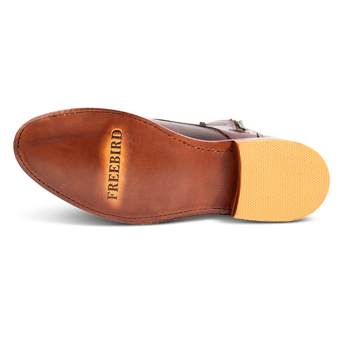 Leather imprinted sole FREEBIRD on men's Porter wine leather boot