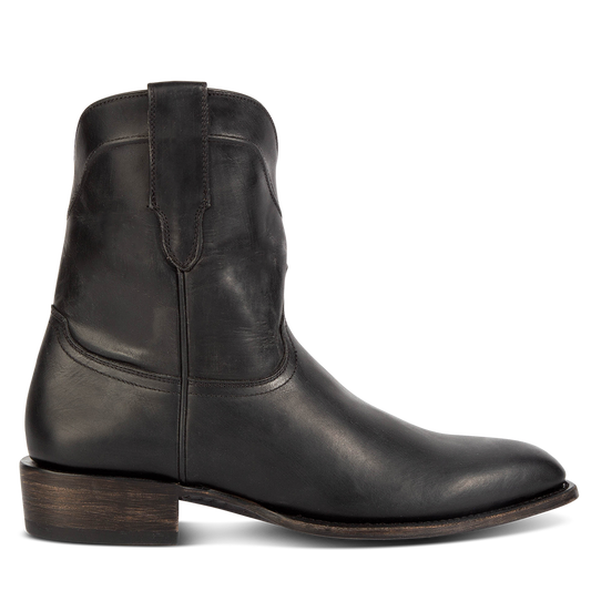 FREEBIRD men's Tifton black single exterior pull strap, squared toe, and inside zip closure low heeled mid calf boot