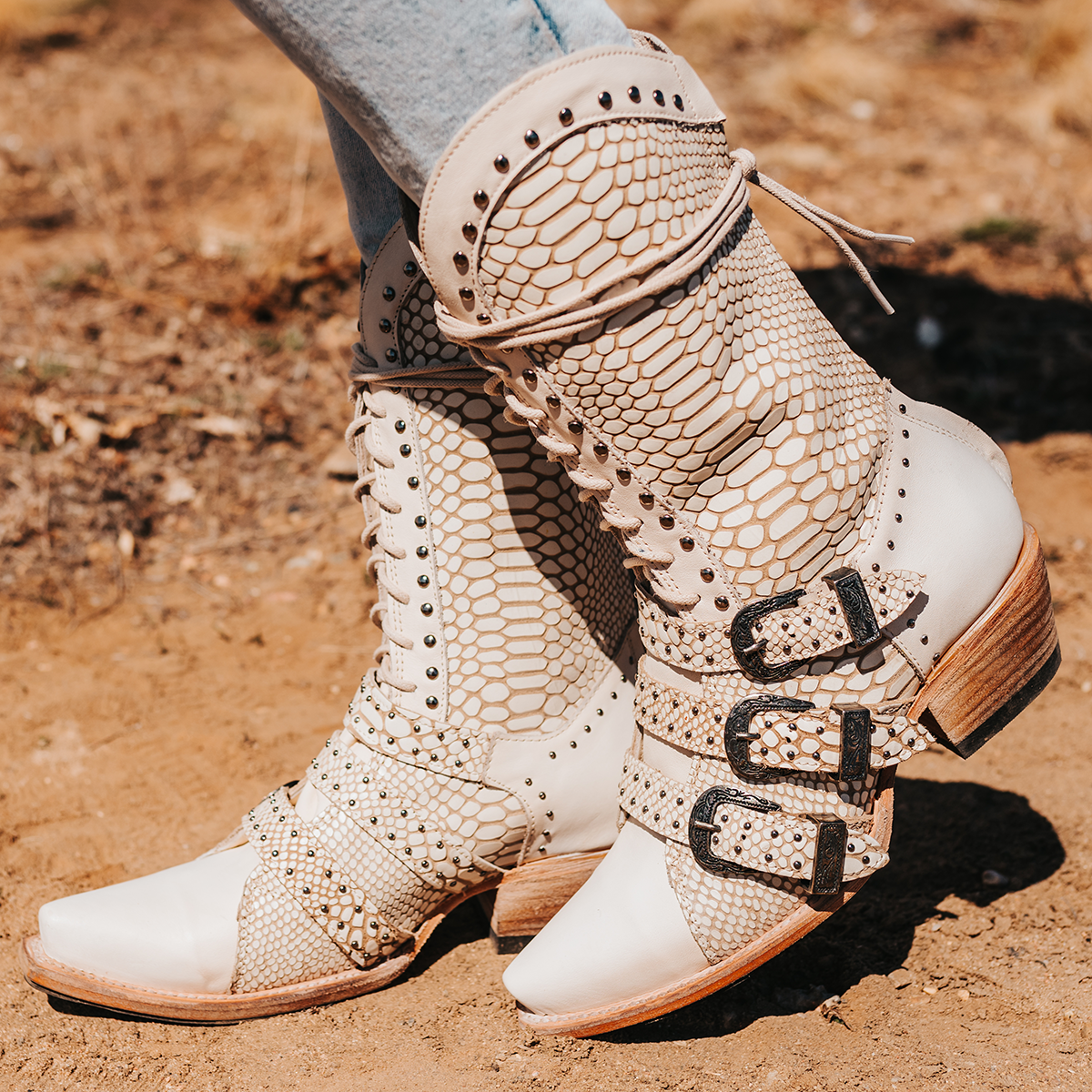 Western style snake boots on sale