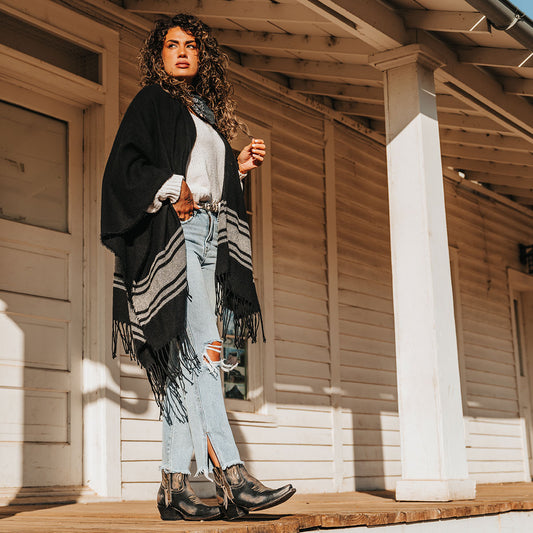 FREEBIRD women's Wolfie black leather bootie with stitch detailing and snip toe construction lifestyle image