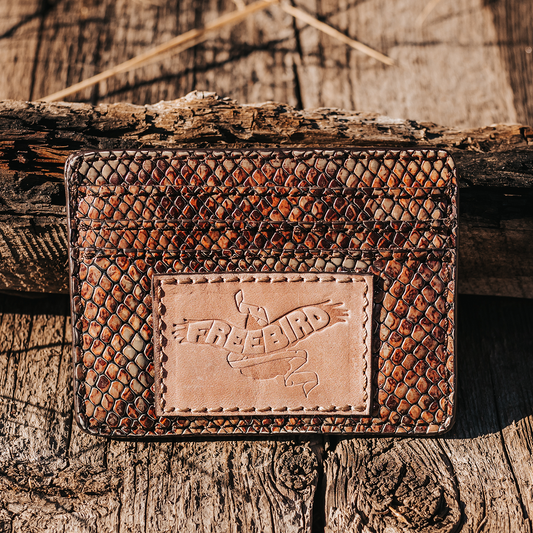 FREEBIRD CC Wallet pink snake cardholder featuring three cards slots