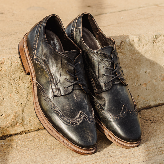 FREEBIRD men's Kensington olive lace dress shoe with an wingtip toe