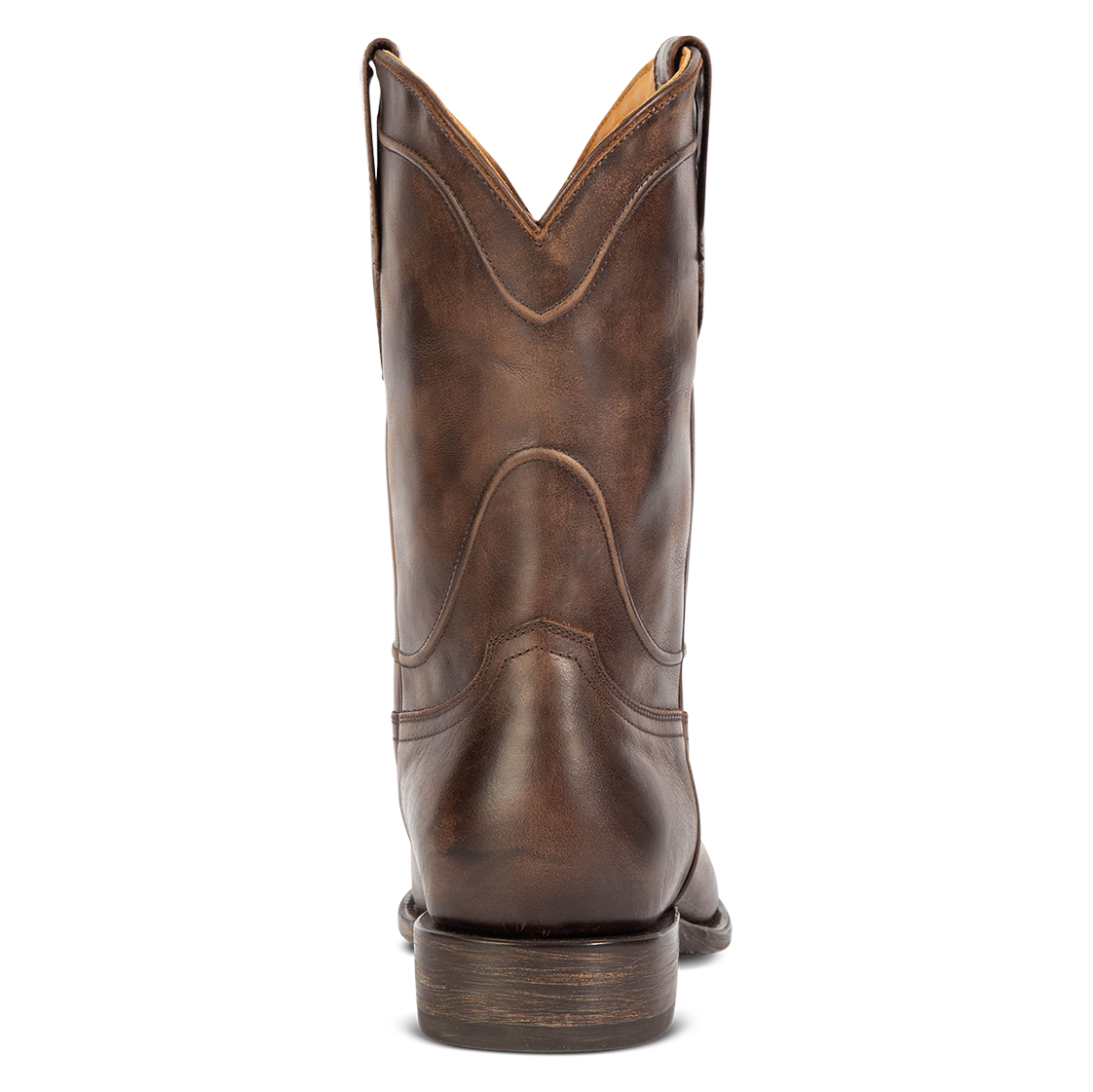 Back view showing shaft detailing on FREEBIRD men's Outlaw brown distressed boot
