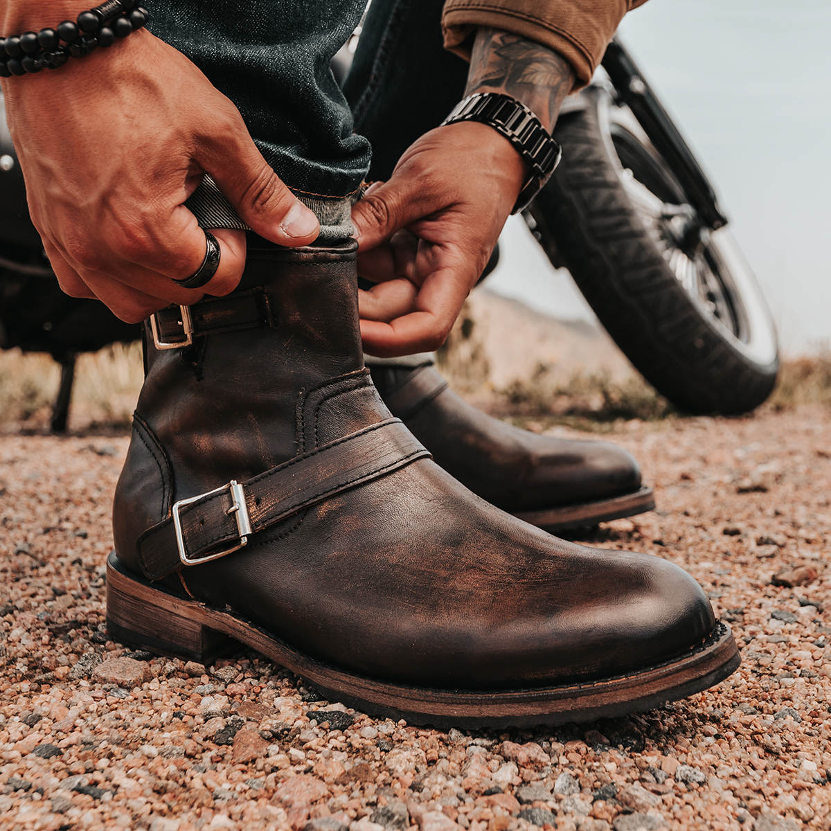 Distressed sales engineer boots