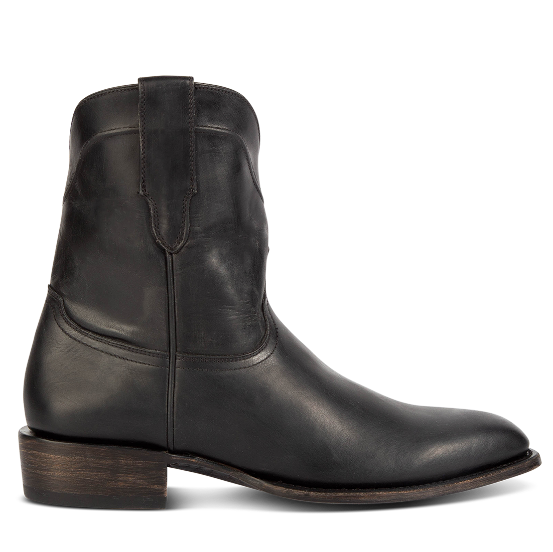 FREEBIRD men's Tifton black single exterior pull strap, squared toe,  and inside zip closure low heeled mid calf boot