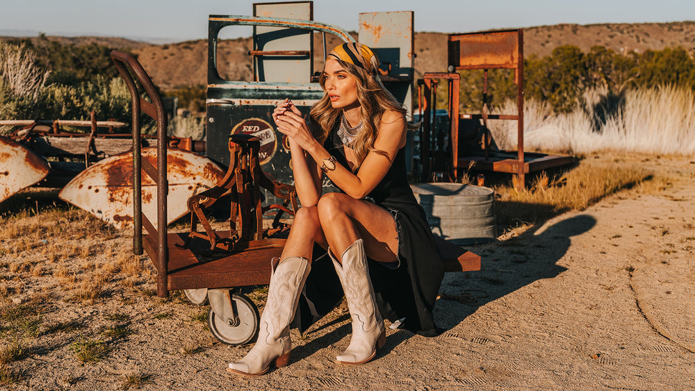 Woodland Beige boots lifestyle