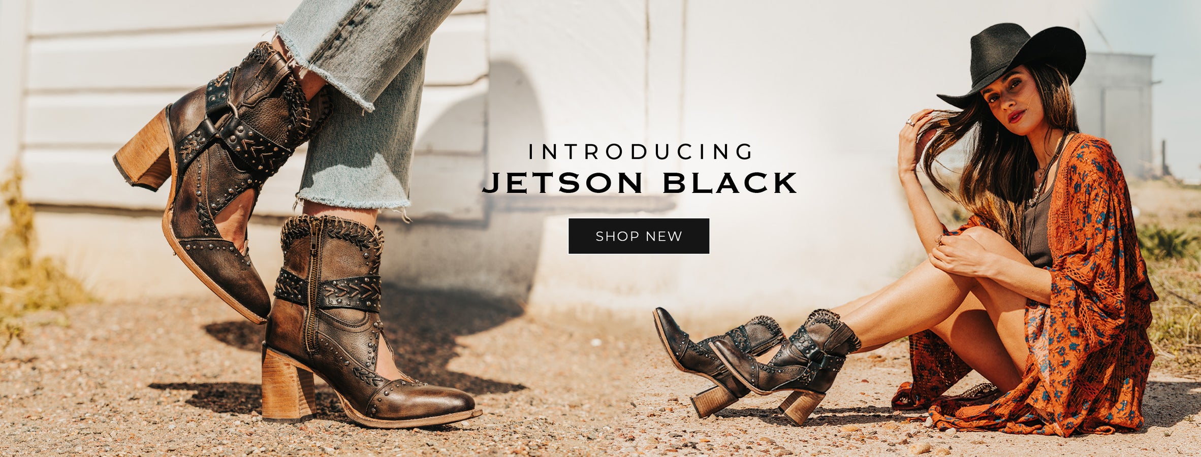 jetson western heeled womens heeled bootie black