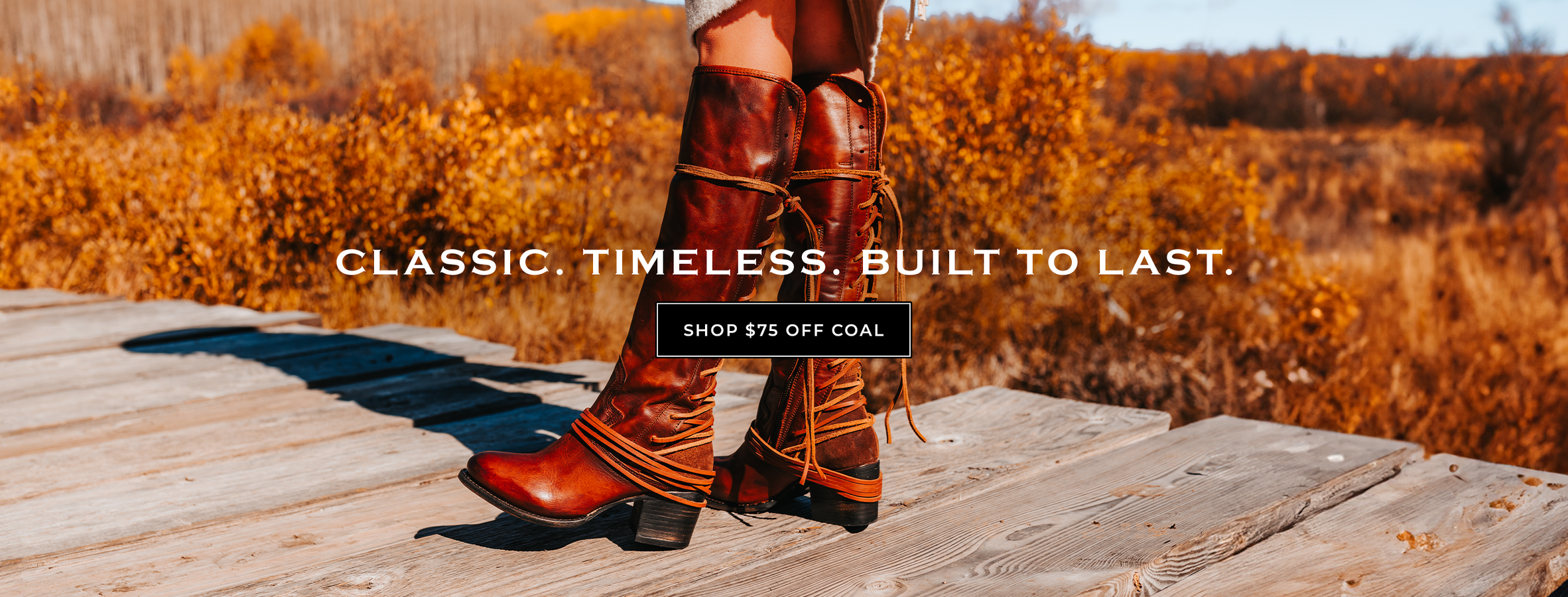 coal back lace up adjustable wide calf leather boot cognac