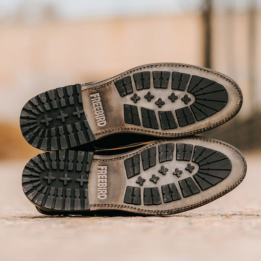 FREEBIRD men's Benning black front lace closure boot with tread sole