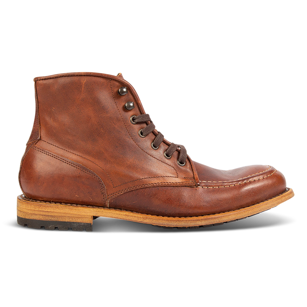 FREEBIRD men's Benning cognac front lace closure boot with tread sole
