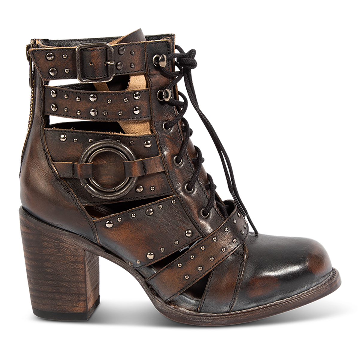 ショートブーツ・ブーティ DEINET TEDDY BEAR BUCKLE BOOTS IN LEATHER BLACK BEAR-215 Black Spiked Women's Platform Gothic Boots