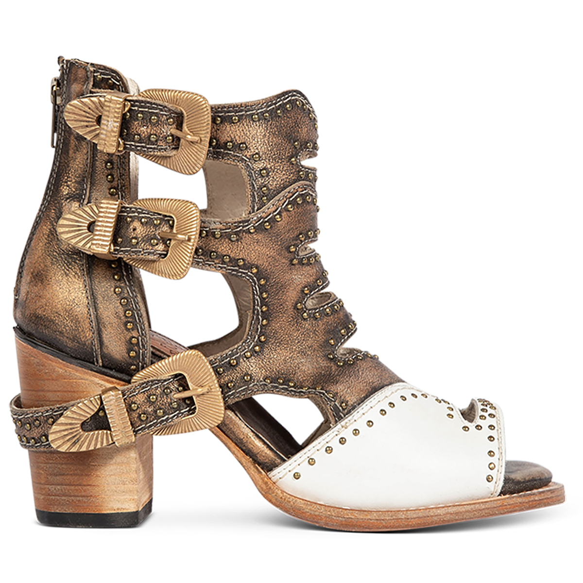 サンディーダ ブランヴェール BRADSHAW Women's Exclusive Leather Sandal White/Gold Multi