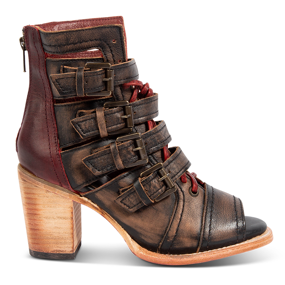 FREEBIRD women's Braeden black multi sandal with adjustable straps and leather lacing detailing