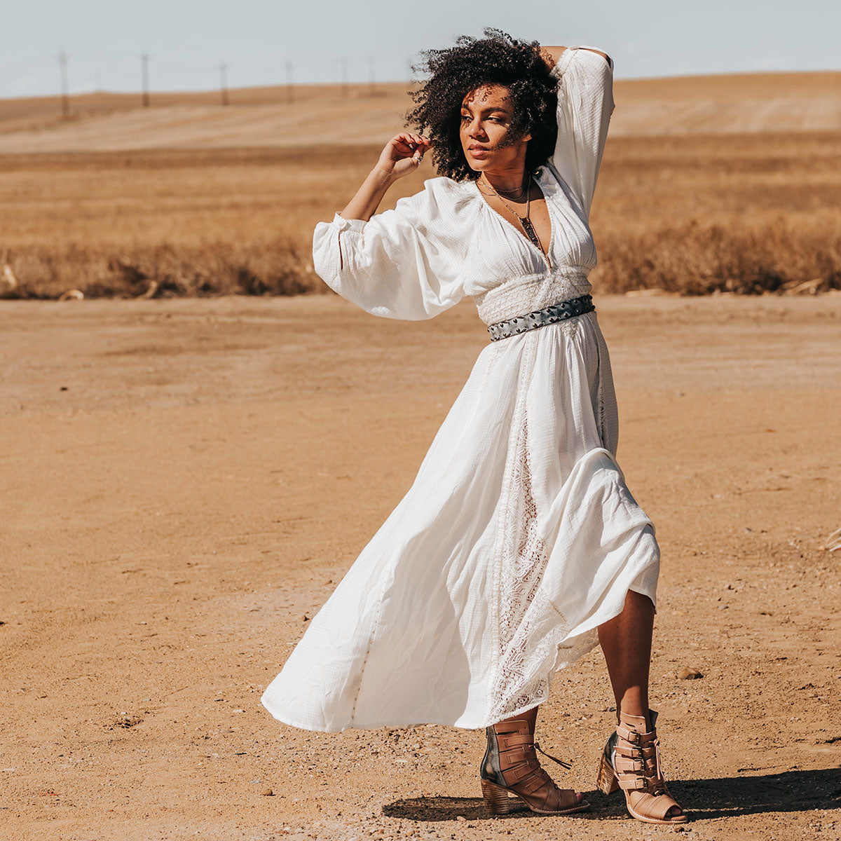 FREEBIRD women's Braeden blush sandal with adjustable straps and leather lacing detailing lifestyle image