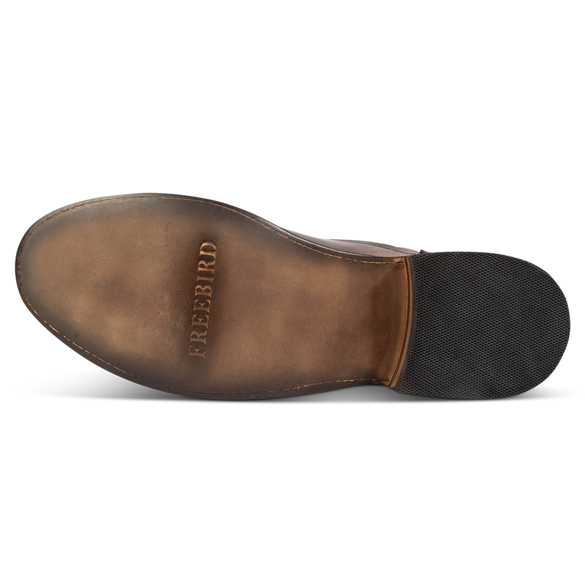Leather imprinted sole FREEBIRD on men's Brooks black leather boot