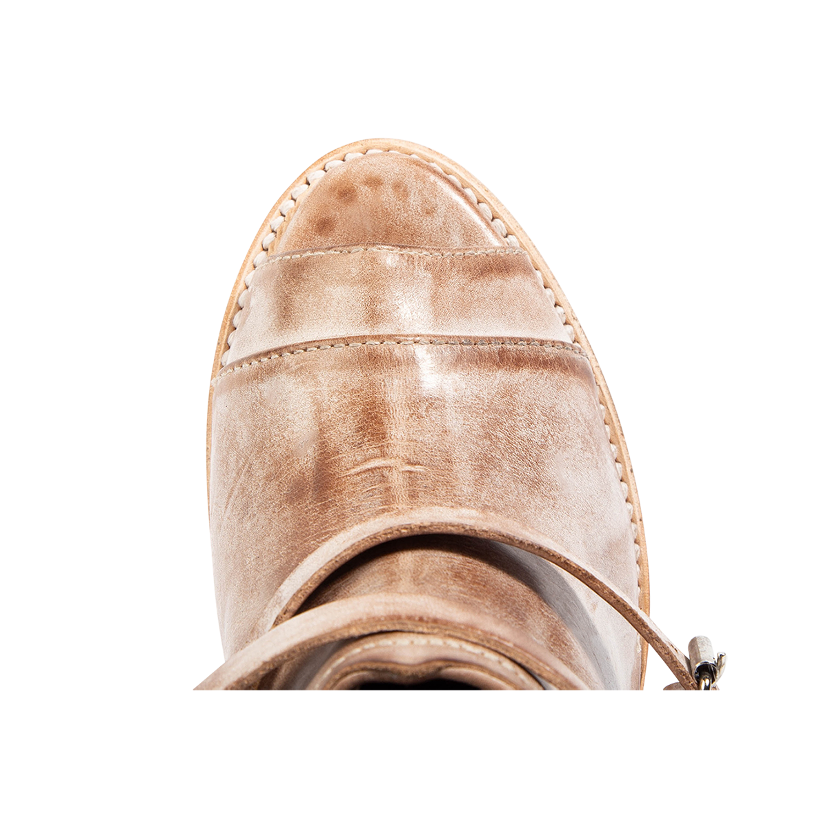 Top view showing peep toe FREEBIRD women's Carterr taupe sandal
