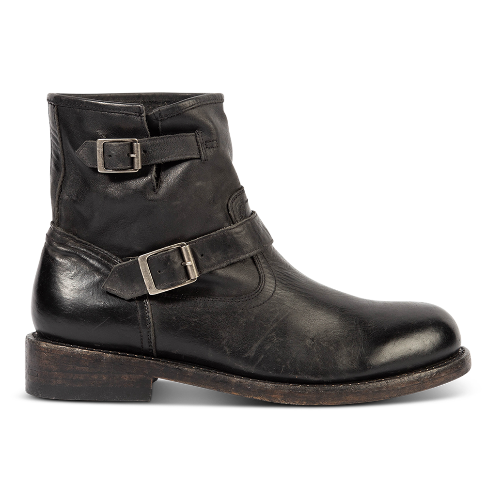 FREEBIRD men's Charles black leather boot with full grain leather, dual leather straps and a rounded toe