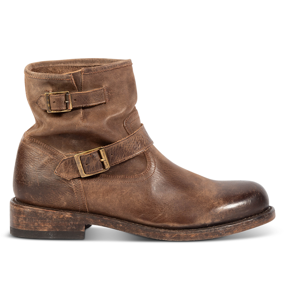 FREEBIRD men's Charles brown leather boot with full grain leather, dual leather straps and a rounded toe