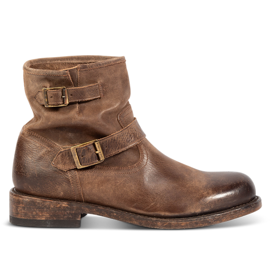 FREEBIRD men's Charles brown leather boot with full grain leather, dual leather straps and a rounded toe