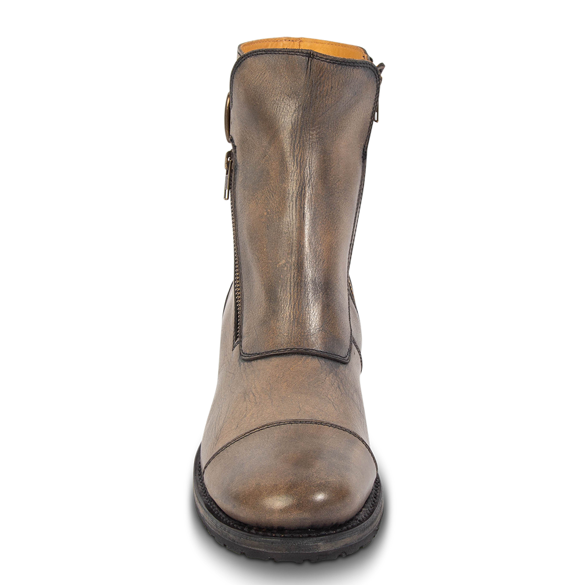 Front view showing leather overlay shaft construction on FREEBIRD men's Chayse black boot