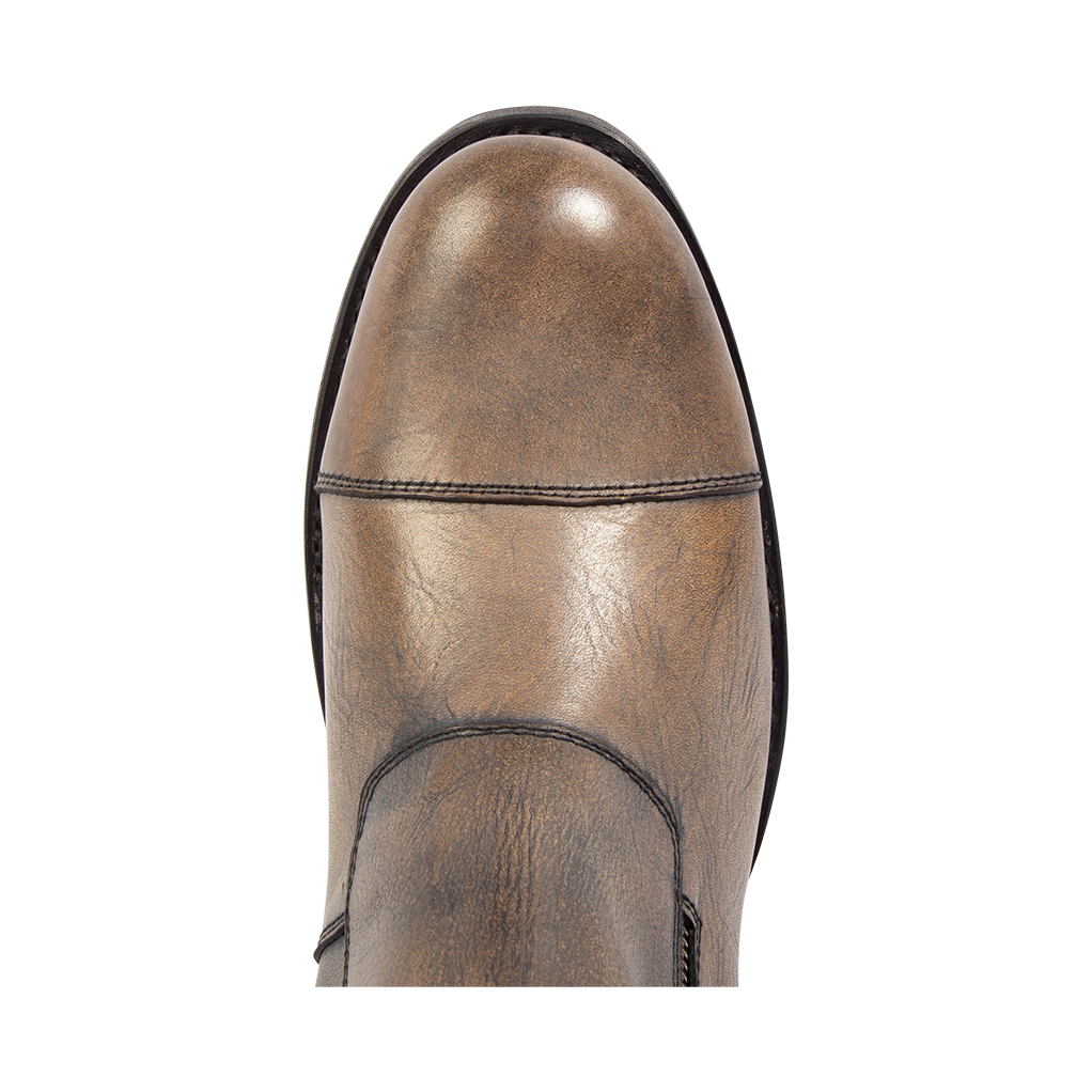 Top view showing cap round toe on FREEBIRD men's Chayse black boot