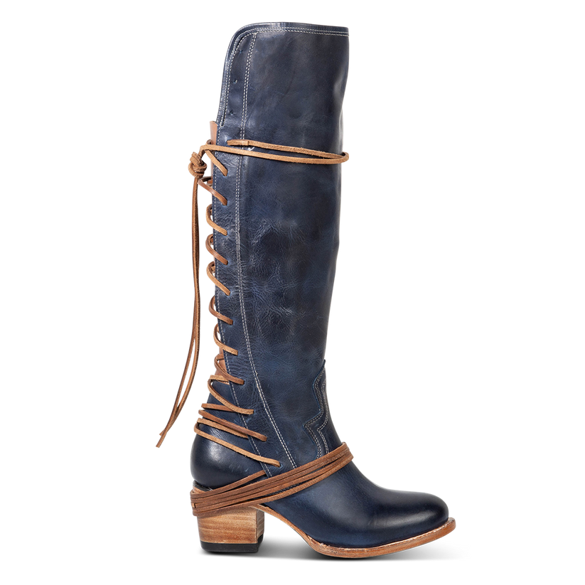 COAL Wide Calf Leather Boots Blue | Freebird Stores | Shop Tall Blue ...