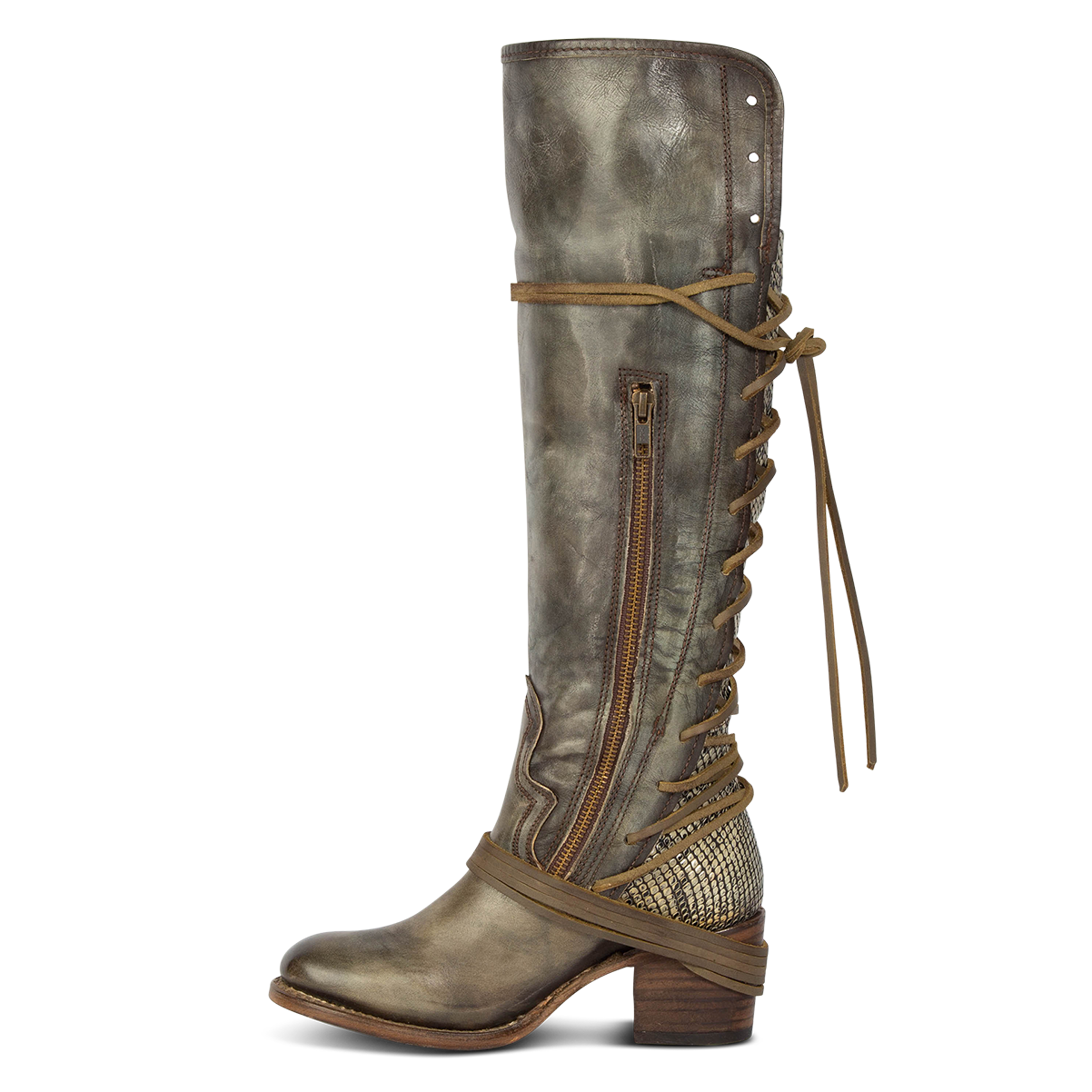 COAL Leather Boots Green Snake Multi| Freebird Stores | Shop