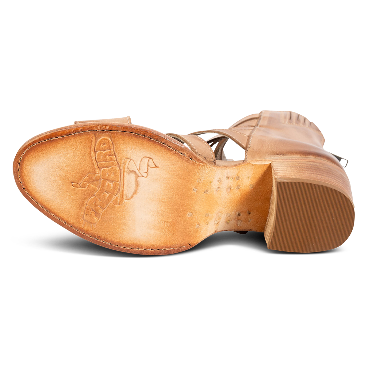 Leather sole imprinted with FREEBIRD