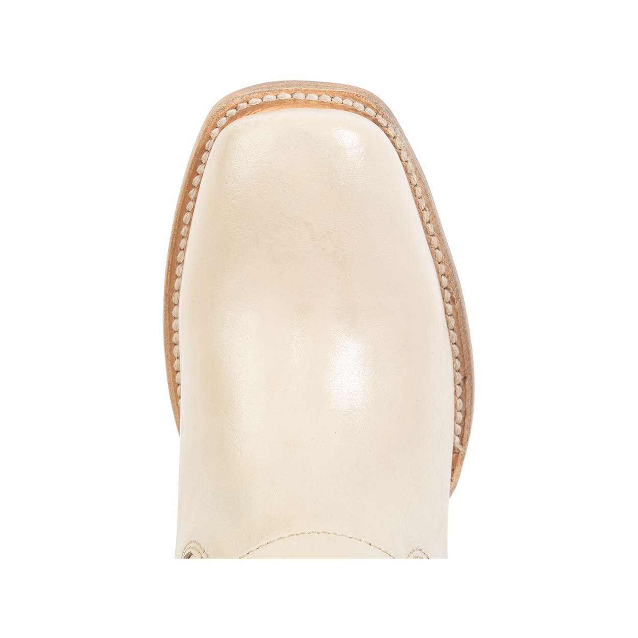 Top view showing square toe on FREEBIRD women's Darcy beige leather boot