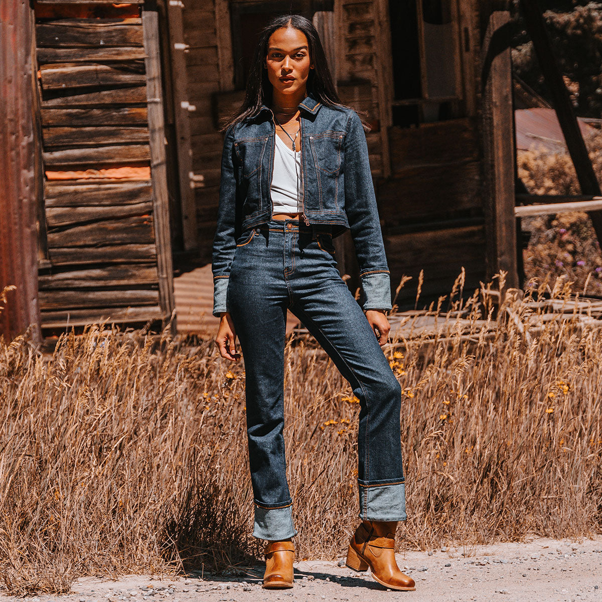 FREEBIRD women's Darcy wheat leather boot with a studded ankle harness, leather pull straps, an inside zip closure and a square toe lifestyle