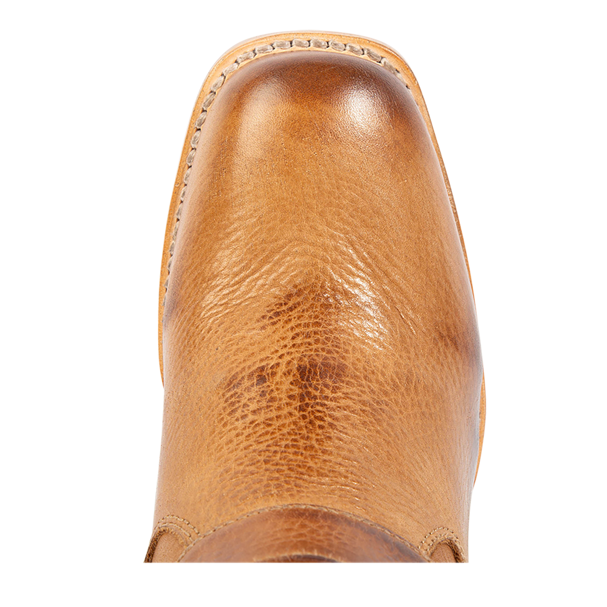 Top view showing square toe on FREEBIRD women's Darcy wheat leather boot