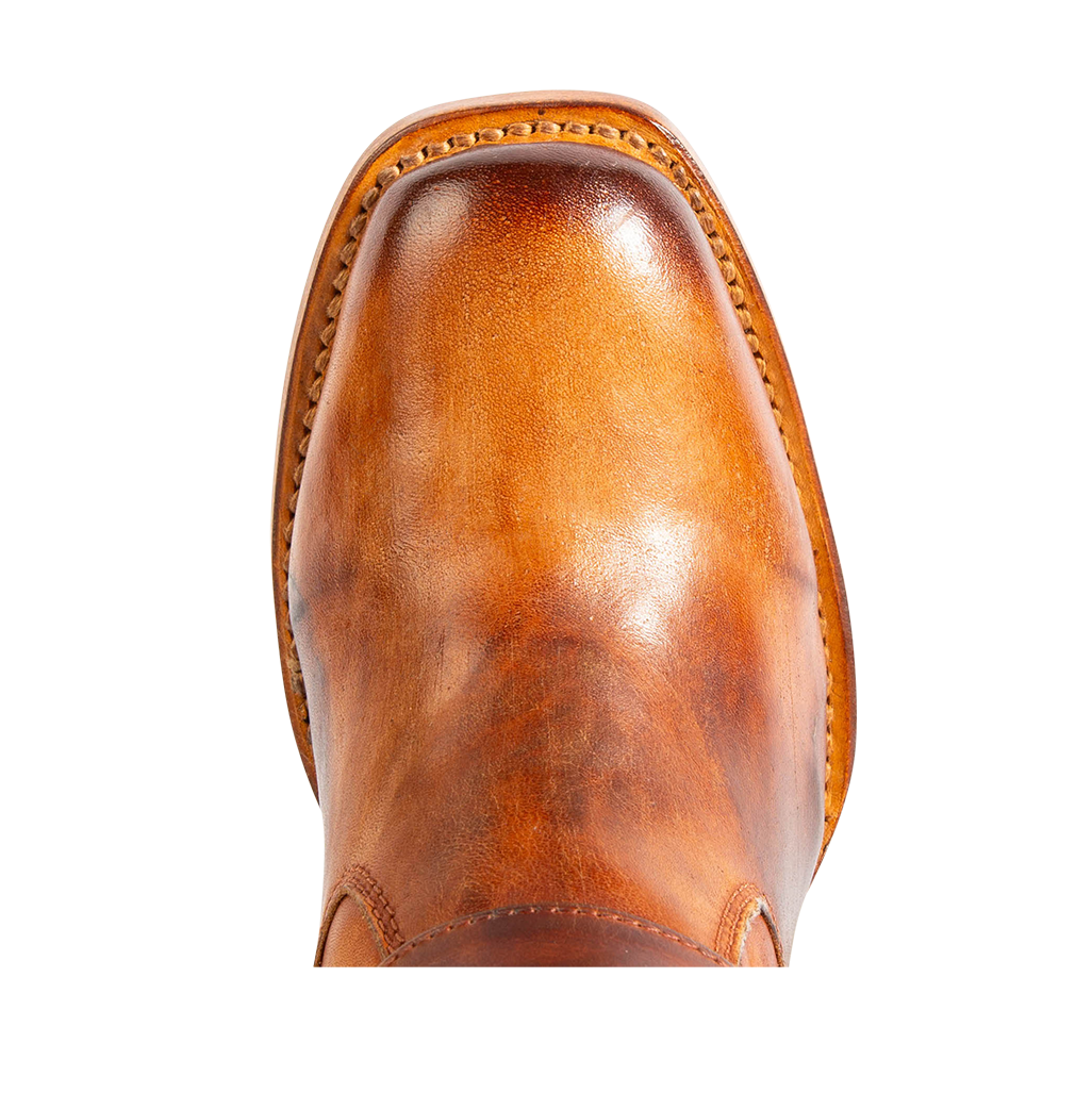 Top view showing square toe on FREEBIRD women's Darcy whiskey leather boot