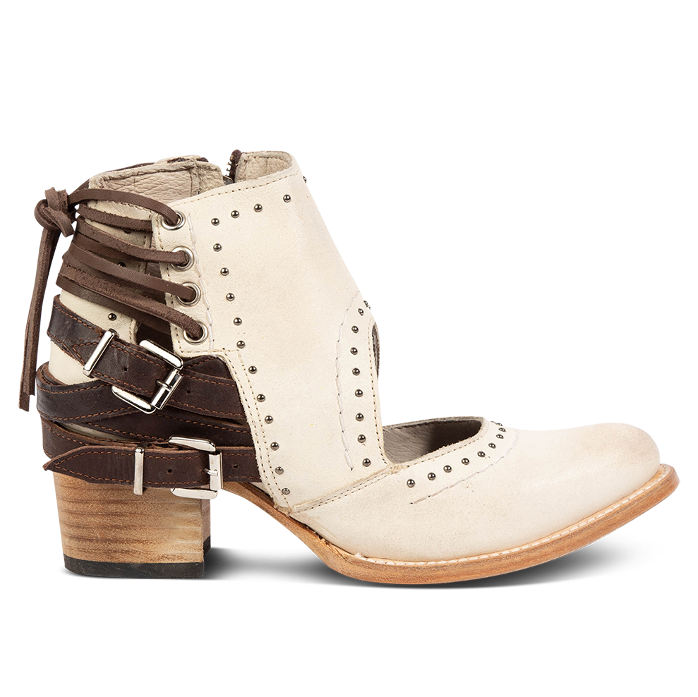 FREEBIRD Desert white multi bootie with leather straps and working buckles