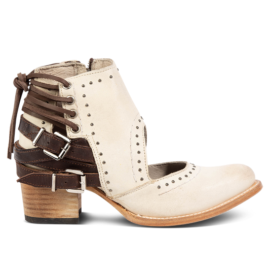 FREEBIRD Desert white multi bootie with leather straps and working buckles